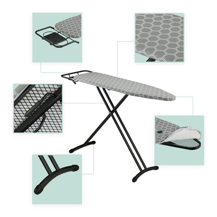 Height-Adjustable Ironing Board with Iron Rest
