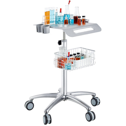 Height-Adjustable Medical Cart With Locking Wheels