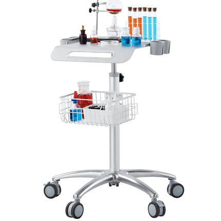 Height-Adjustable Medical Cart With Locking Wheels