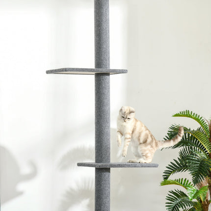 Height-adjustable cat scratching post, climbing tree, grey
