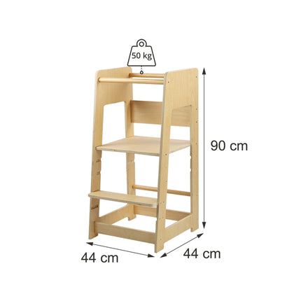 Height-Adjustable Toddler Learning Tower, Natural Wood