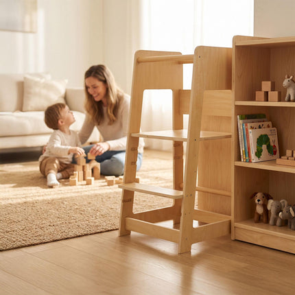 Height-Adjustable Toddler Learning Tower, Natural Wood