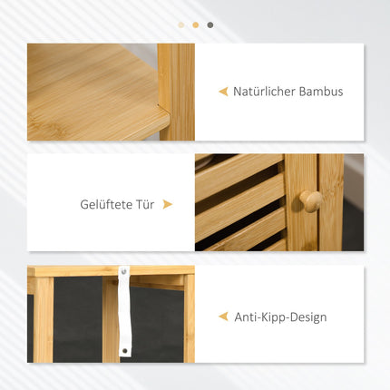 Height-adjustable bathroom cabinet in bamboo, 33x30x120 cm