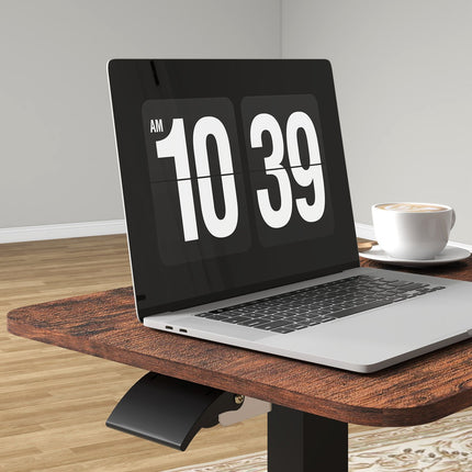 Height adjustable laptop, rustic brown, wheels and brake