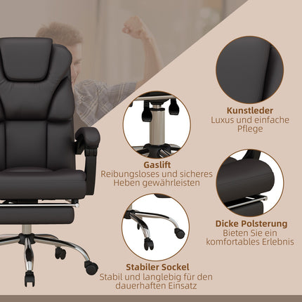 Ergonomic brown office chair with massage, 120 kg capacity