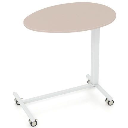 Height-adjustable side table with wheels Mobile laptop table 74-108 cm pink + white static load up to 75 kg