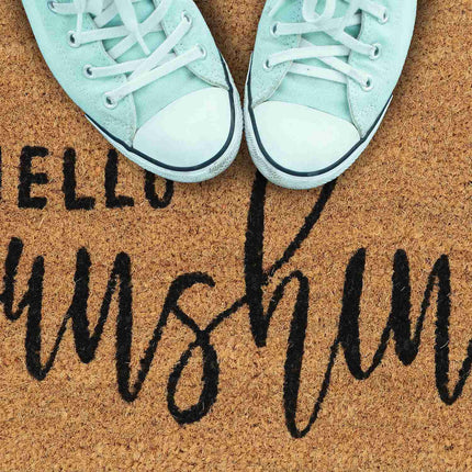 Hello Sunshine door mat in coconut