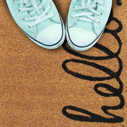 Hello coconut door mat