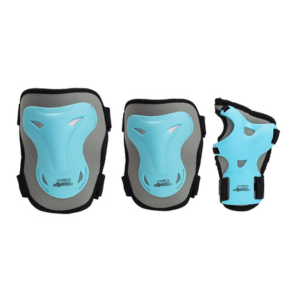 Helmet and Pads Set, Size M, Gray-Blue