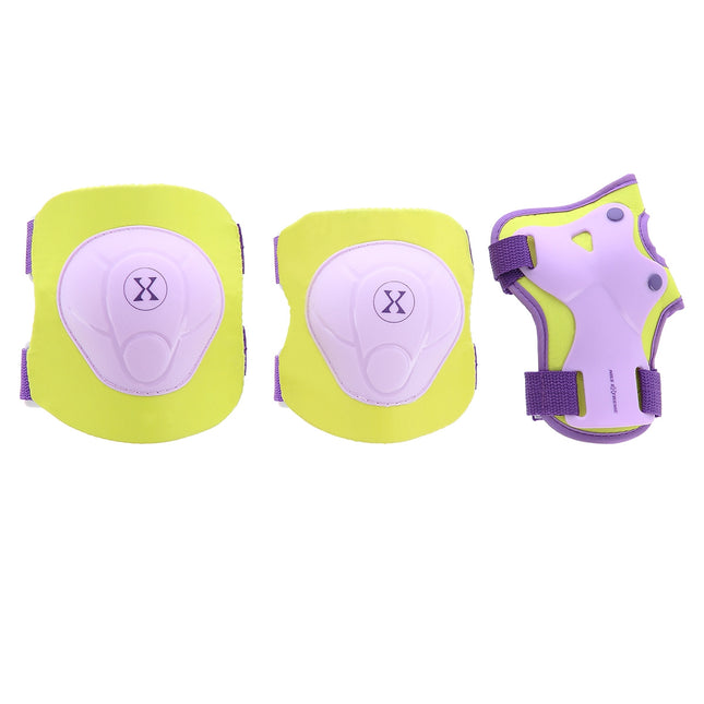 Helmet and Pads Set, Size M, Purple-Lime