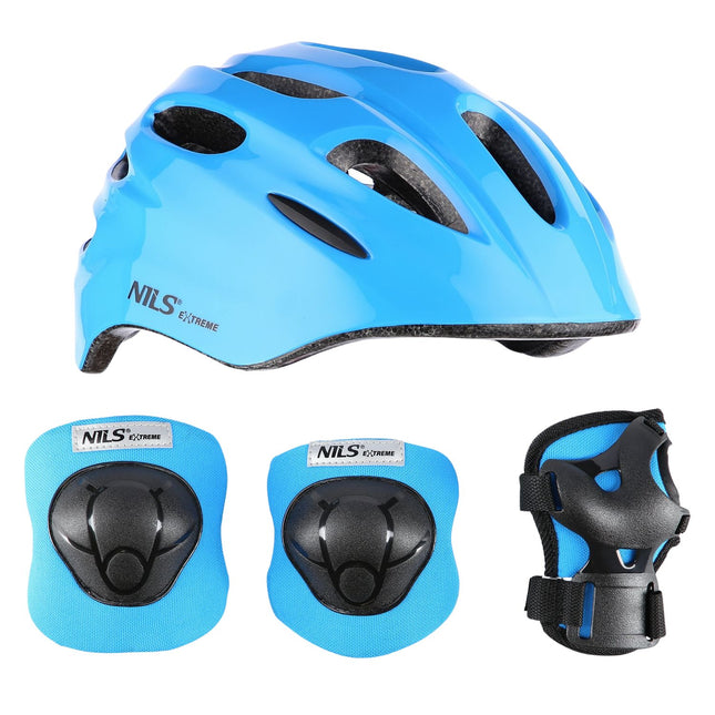 Helmet with Protectors Set, Blue, Size S
