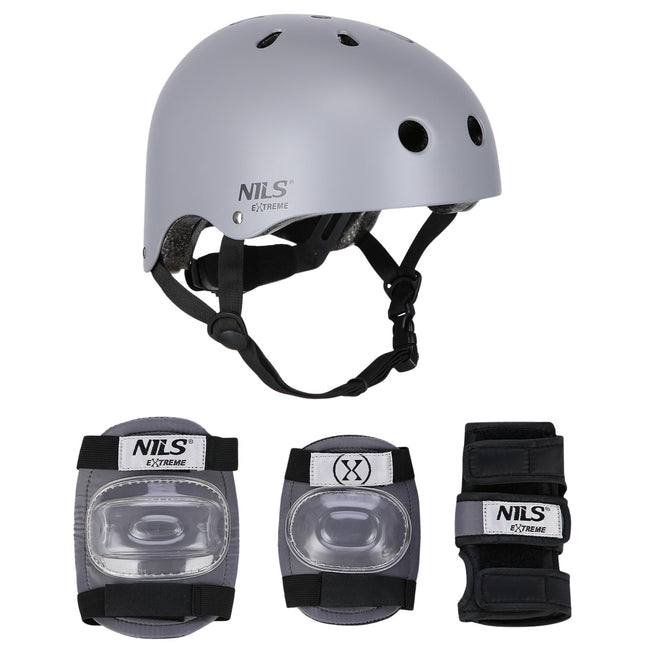 Helmet with Protectors Set, Gray, Size S