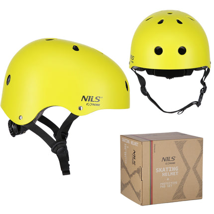 Helmet with Protectors Set, Yellow, Size S