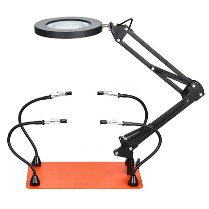Helping Hands Soldering Station, 4 Arms, 3X LED Magnifier