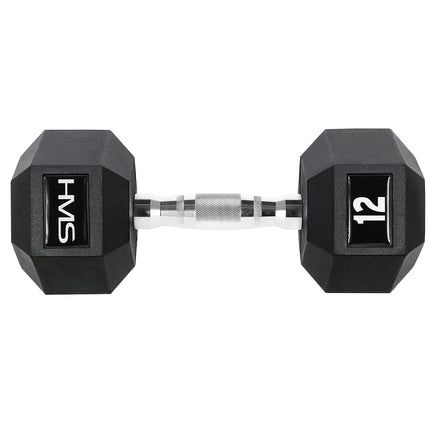 Hex Dumbbell 12 kg – Rubber Coated, Anti-Roll Design