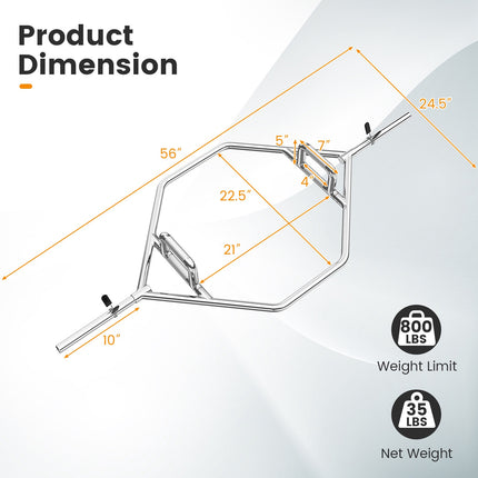 Hex Trap Bar, Raised Handles, 363 kg, Standard Plates