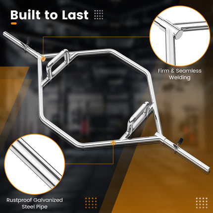 Hex Trap Bar, Raised Handles, 363 kg, Standard Plates