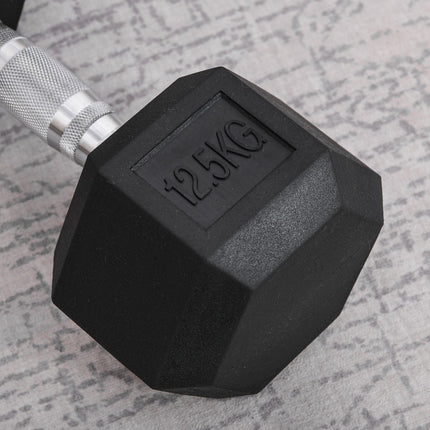 Hexagon dumbbell with knurled handle - 12.5 kg cast iron
