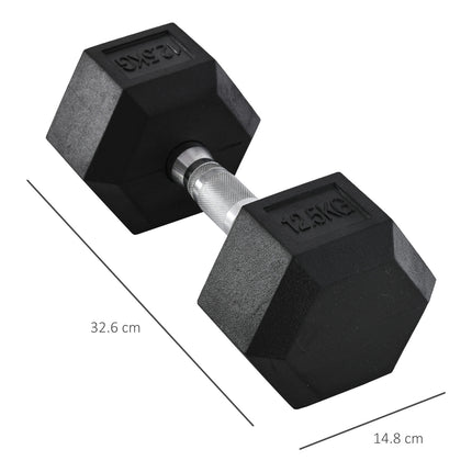 Hexagon dumbbell with knurled handle - 12.5 kg cast iron
