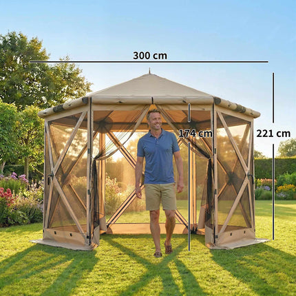 Hexagon Pavilion Tent, 3x2.6m, Waterproof, UV Resistant