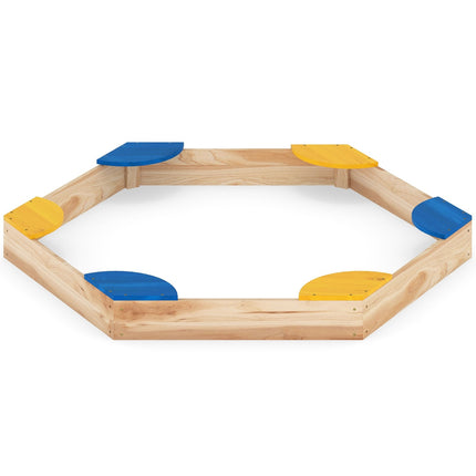 Hexagonal Wooden Sandbox with Planter, 140 x 122 x 14 cm