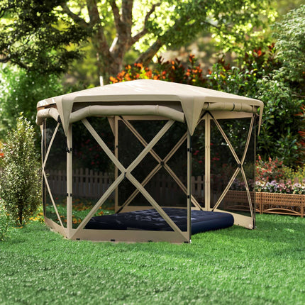 Hexagonal pop-up pavilion 3.5x3m, UV30+ waterproof garden tent