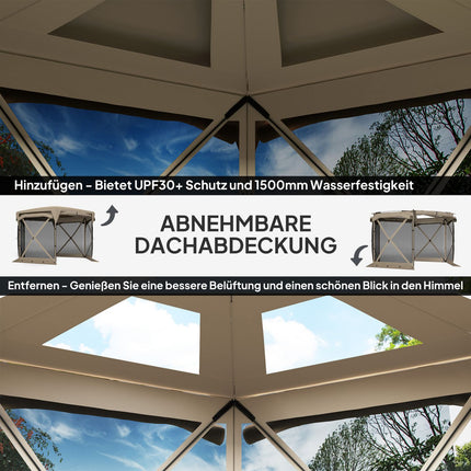 Hexagonal pop-up pavilion 3.5x3m, UV30+ waterproof garden tent