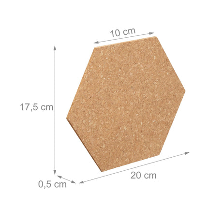 Hexagonal pegboards in cork, set of 14