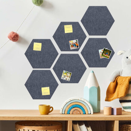 Hexagons in gray felt for bulletin board - 6 pcs