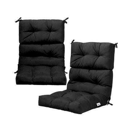 High Back Chair Cushion with 3-Position Adjustable Backrest, Black, Waterproof
