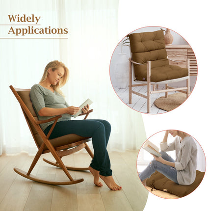 High Back Chair Cushion with 3-Position Adjustable Backrest, Brown, Waterproof