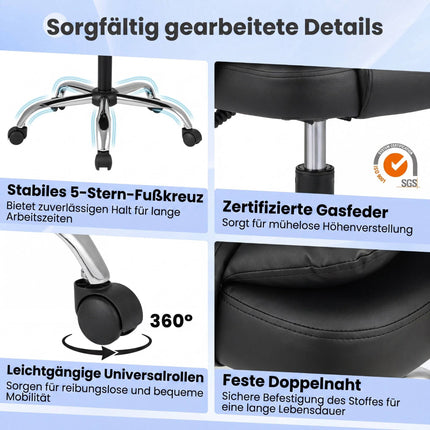 High Back Executive Chair, Black Leather, Adjustable Recline