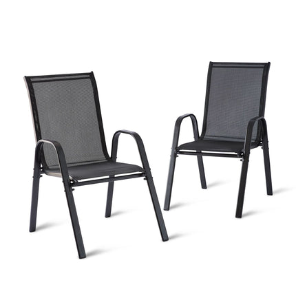 High-Back Garden Chair Set, Breathable Fabric, Stackable
