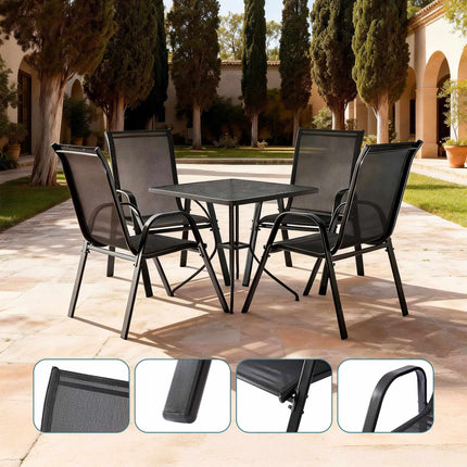 High-Back Stackable Garden Chairs, Breathable Fabric