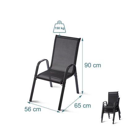 High-Back Stackable Garden Chairs, Breathable Fabric