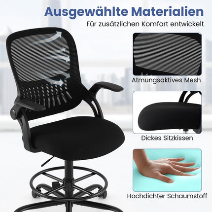 High Mesh Drafting Chair, Adjustable Footrest, Black