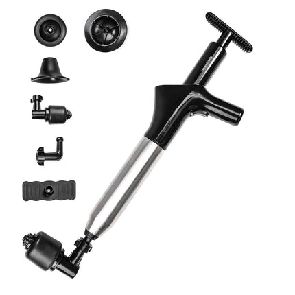 High-Pressure Air Plunger with 7 Accessories & Gauge