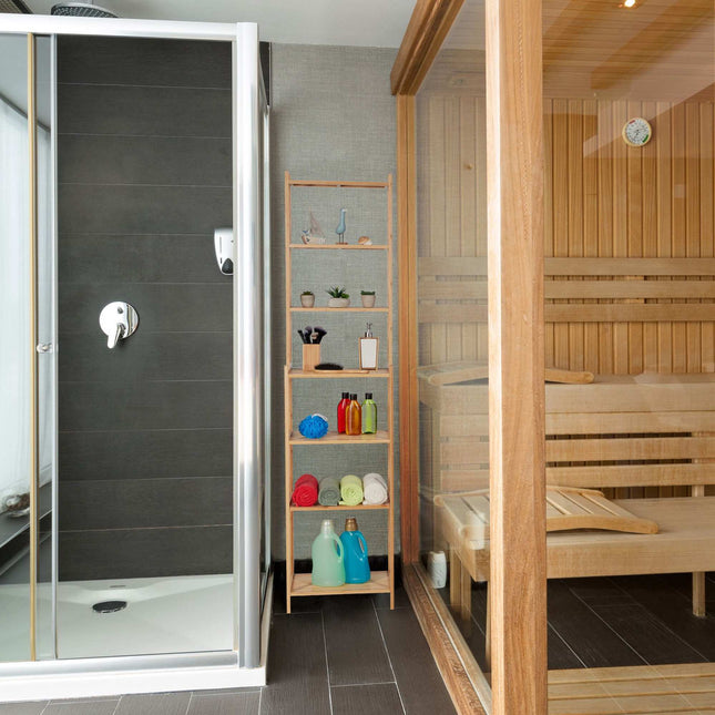 High bamboo bathroom shelf