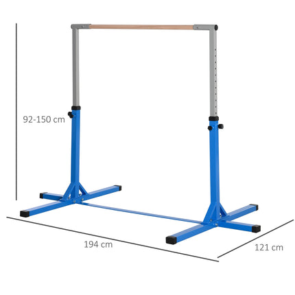 Adjustable gymnastic bar, 75 kg load, steel and wood