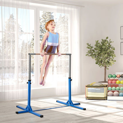 Adjustable gymnastic bar, 75 kg load, steel and wood