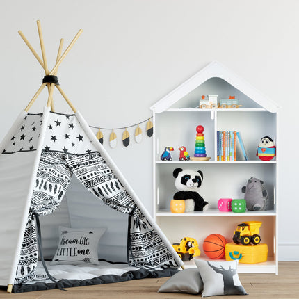 High children's shelf in the shape of a house