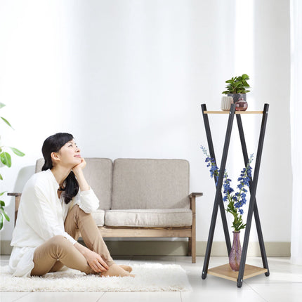 High floral pedestal with 2 shelves