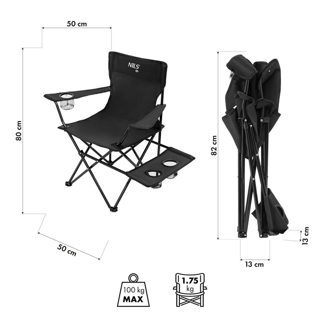 Wandelstoel, opvouwbaar, lichtgewicht, zwart