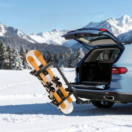 Hitch-Mounted Ski and Snowboard Rack, 2-Inch, Lockable, Holds 6 Skis