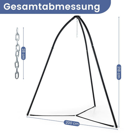 Hängesesselgestell, Metall, Dreibein, 200 kg, Schwarz