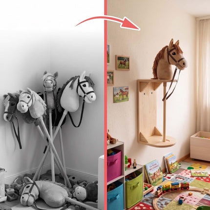 Hobby Horse Wall Mounts, Set of 2, Paintable Pine