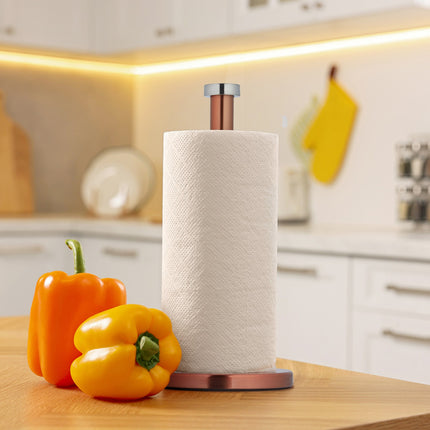 Holder for household paper in stainless steel