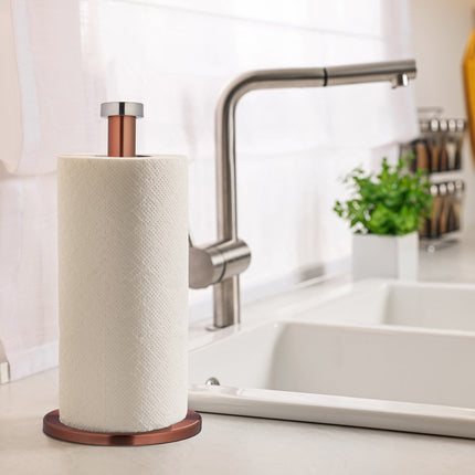 Holder for household paper in stainless steel