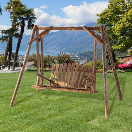 Garden swing bench 2-seater, natural finish