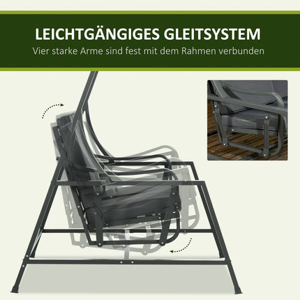 2-seat garden swing with adjustable canopy, dark grey